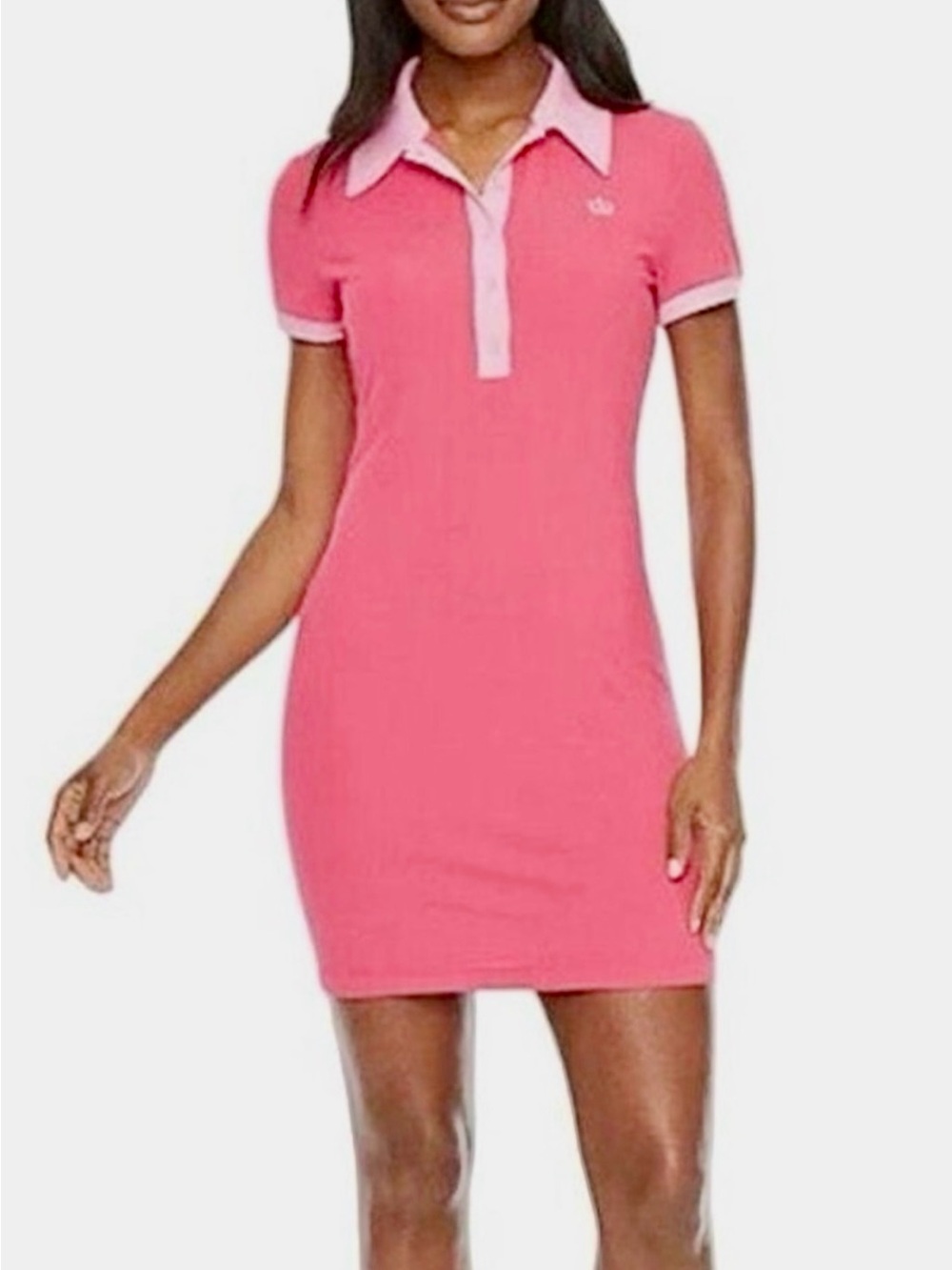 NWT Juicy Couture Pink Polo Mini Dress with Light-Pink Trim Sporty Barbiecore M